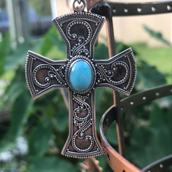 Jewelry - NEW Sterling Silver and Turquoise cross pendant